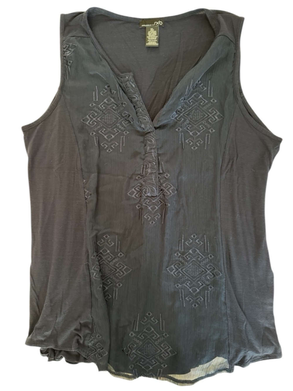 RXB Women's Sleeveless Embroidered V-Neck Tank Top Gray XL